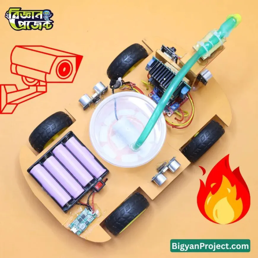 ক্যামেরাসহ অগ্নিনির্বাপক রোবট: আধুনিক বিজ্ঞান মেলার প্রজেক্ট